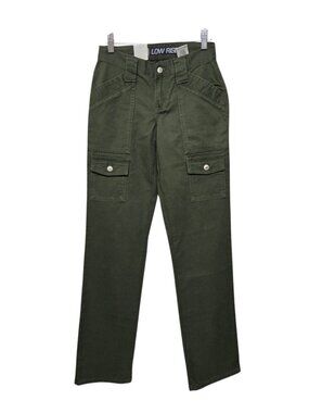 Cruel Girl Khaki Green Denim Cargo Pants Low Rise Size 0 Long Grunge Utility